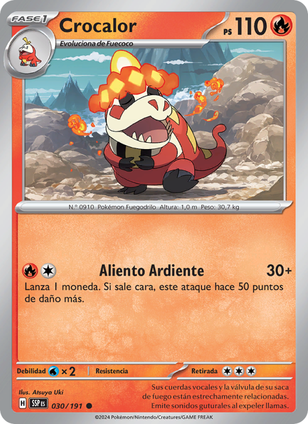 Crocalor 030 — Chispas Fulgurantes (Spanish Pokémon TCG card)