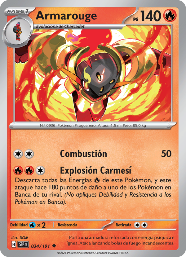 Armarouge 034 — Chispas Fulgurantes (Spanish Pokémon TCG card)