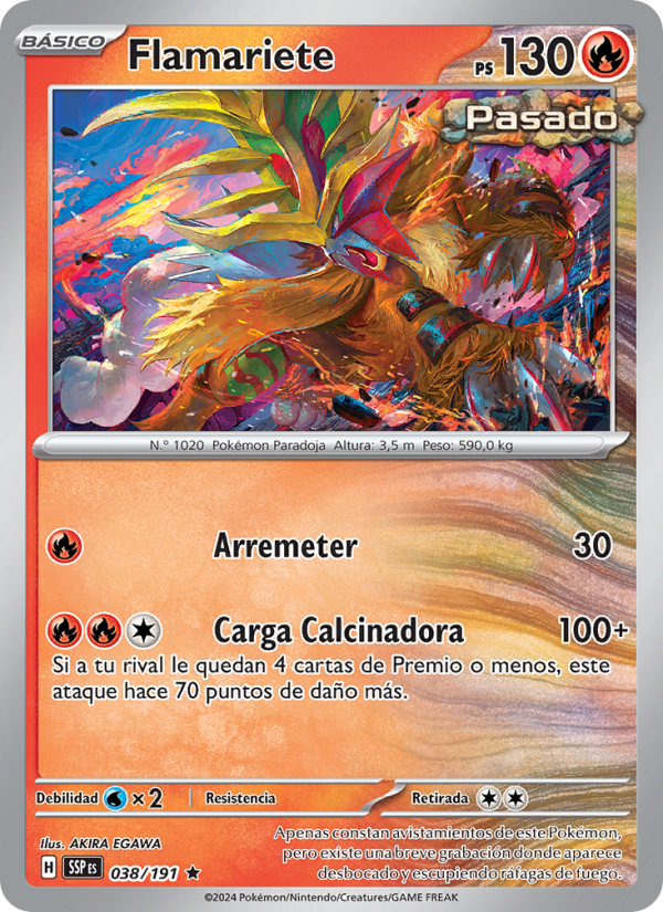 Flamariete 038 — Chispas Fulgurantes (Spanish Pokémon TCG card)