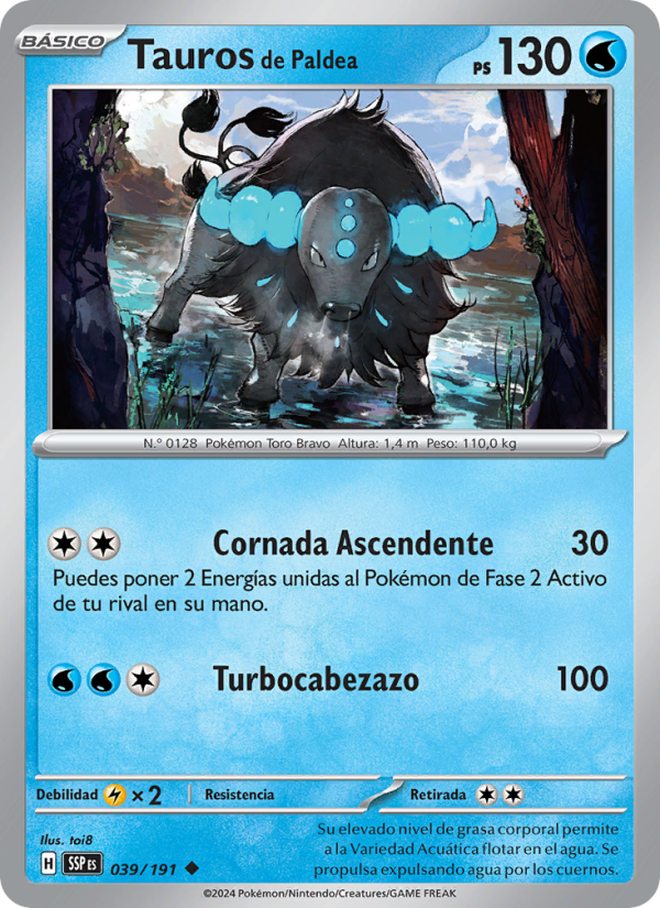 Tauros de Paldea 039 — Chispas Fulgurantes (Spanish Pokémon TCG card)