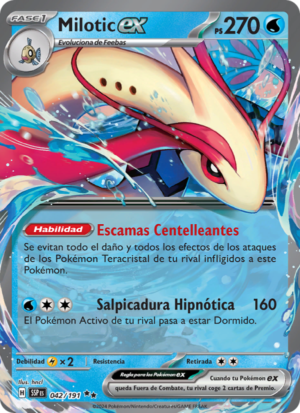 Milotic ex 042 — Chispas Fulgurantes (Spanish Pokémon TCG card)