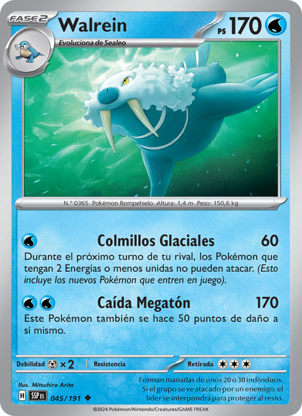 Walrein 045 — Chispas Fulgurantes (Spanish Pokémon TCG card)