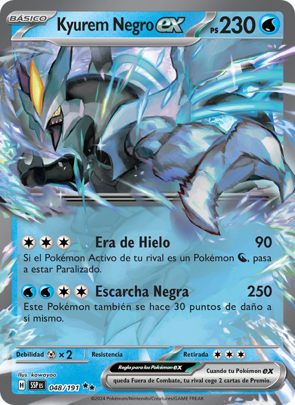 Kyurem Negro ex 048 — Chispas Fulgurantes (Spanish Pokémon TCG card)