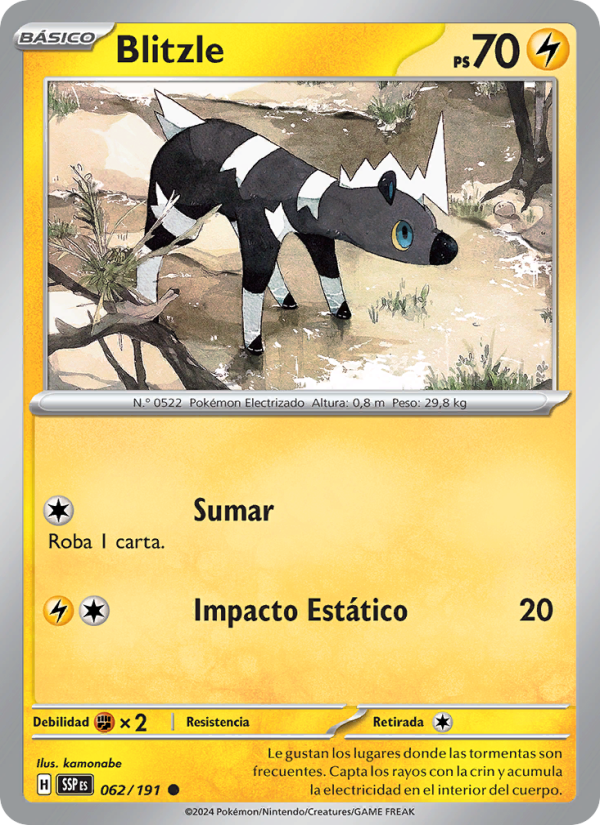 Blitzle 062 — Chispas Fulgurantes (Spanish Pokémon TCG card)