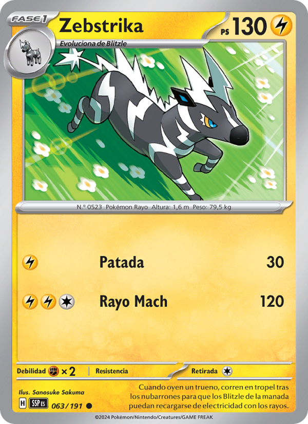 Zebstrika 063 — Chispas Fulgurantes (Spanish Pokémon TCG card)