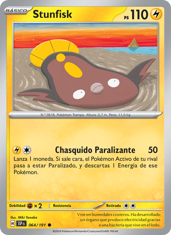 Stunfisk 064 — Chispas Fulgurantes (Spanish Pokémon TCG card)