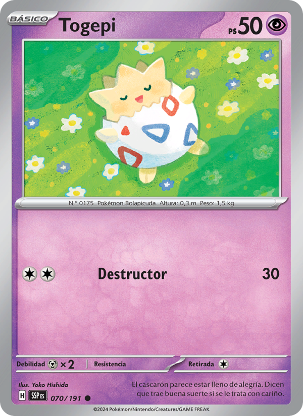 Togepi 070 — Chispas Fulgurantes (Spanish Pokémon TCG card)