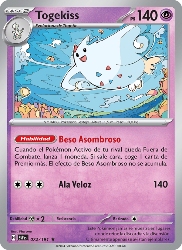 Togekiss 072 — Chispas Fulgurantes (Spanish Pokémon TCG card)