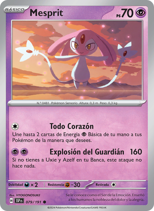 Mesprit 079 — Chispas Fulgurantes (Spanish Pokémon TCG card)