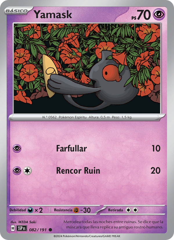 Yamask 082 — Chispas Fulgurantes (Spanish Pokémon TCG card)