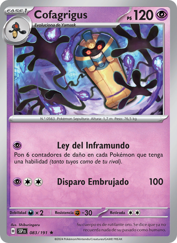 Cofagrigus 083 — Chispas Fulgurantes (Spanish Pokémon TCG card)
