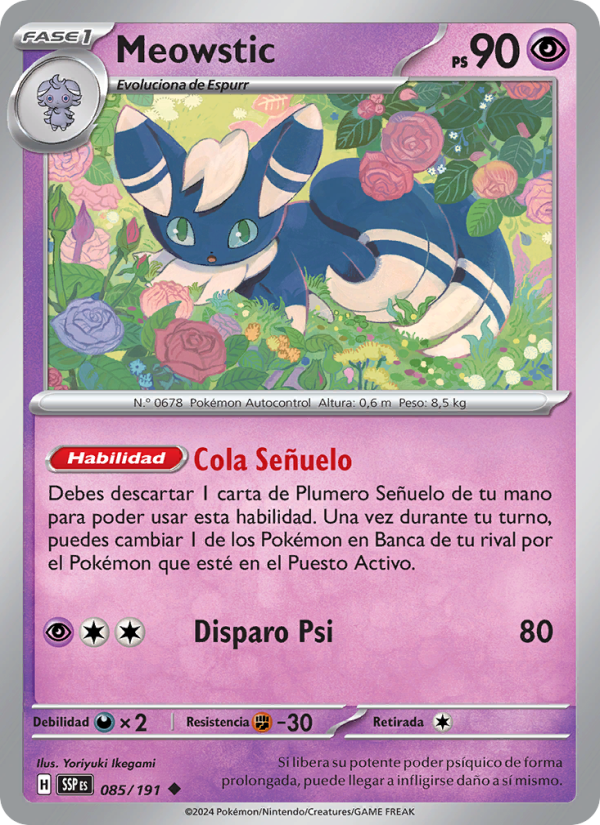 Meowstic 085 — Chispas Fulgurantes (Spanish Pokémon TCG card)