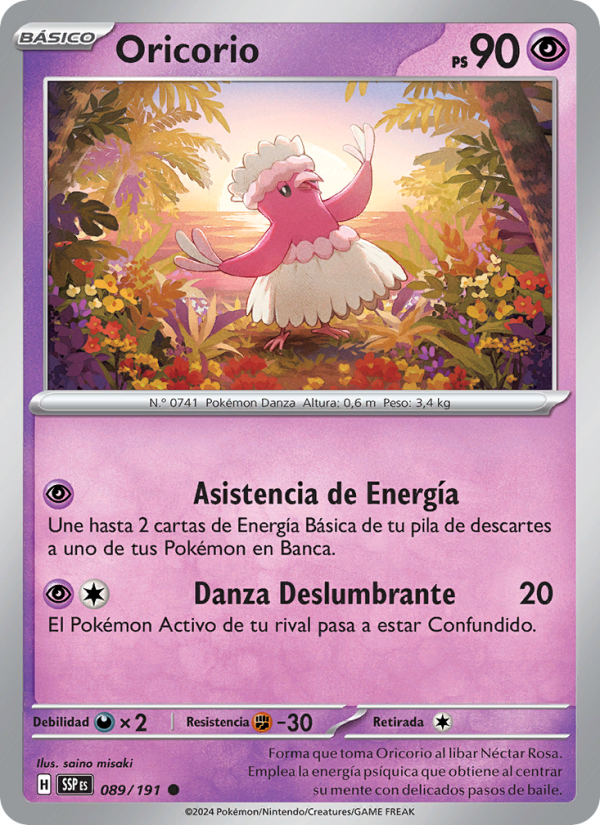 Oricorio 089 — Chispas Fulgurantes (Spanish Pokémon TCG card)