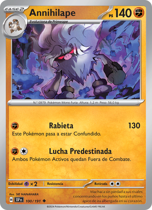 Annihilape 100 — Chispas Fulgurantes (Spanish Pokémon TCG card)