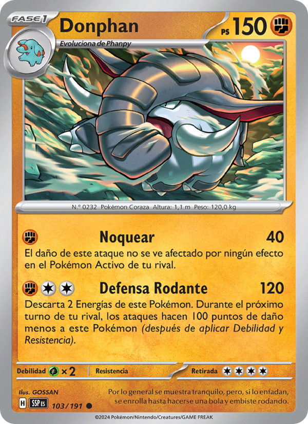 Donphan 103 — Chispas Fulgurantes (Spanish Pokémon TCG card)
