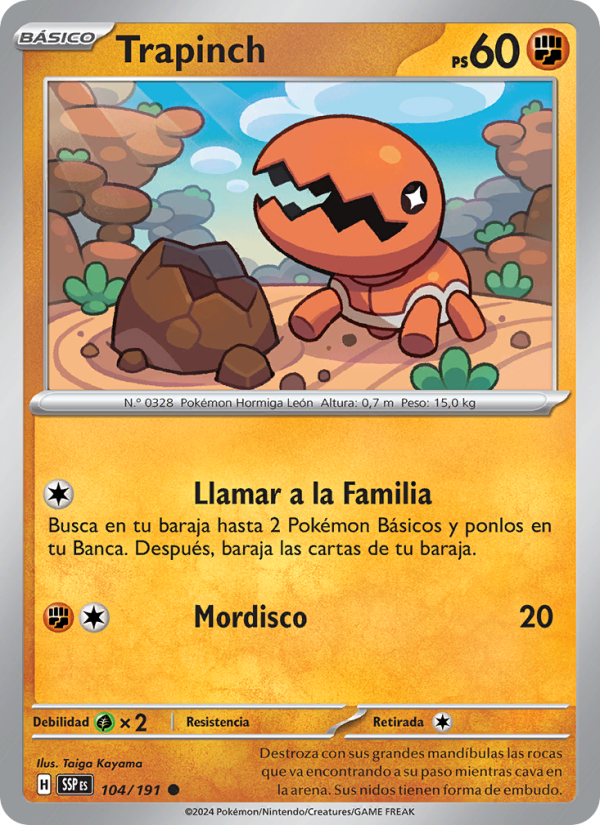Trapinch 104 — Chispas Fulgurantes (Spanish Pokémon TCG card)