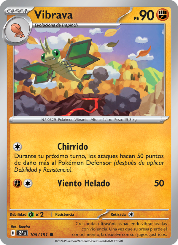 Vibrava 105 — Chispas Fulgurantes (Spanish Pokémon TCG card)