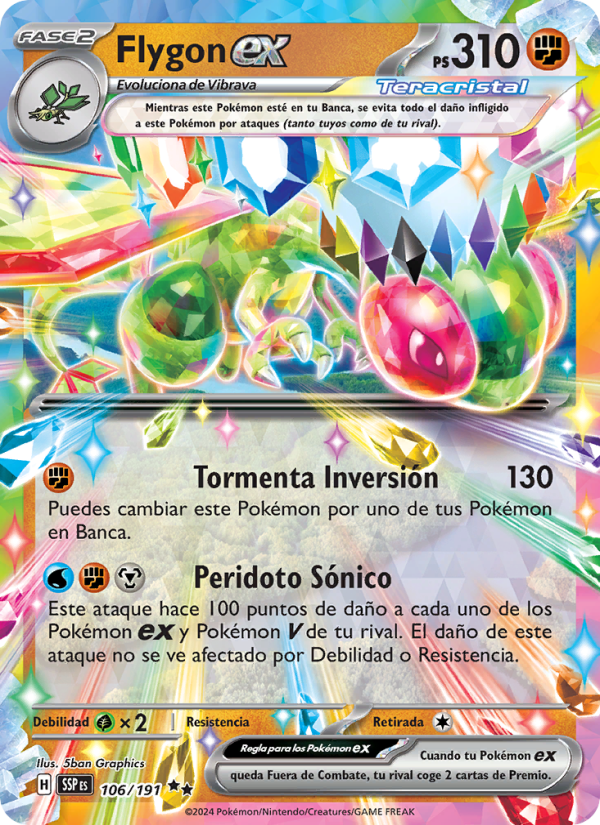 Flygon ex 106 — Chispas Fulgurantes (Spanish Pokémon TCG card)