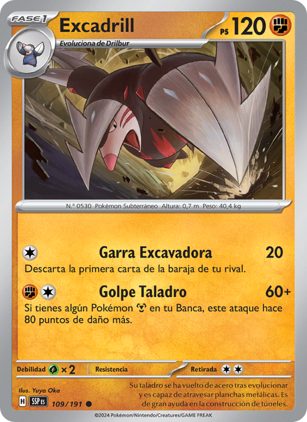 Excadrill 109 — Chispas Fulgurantes (Spanish Pokémon TCG card)