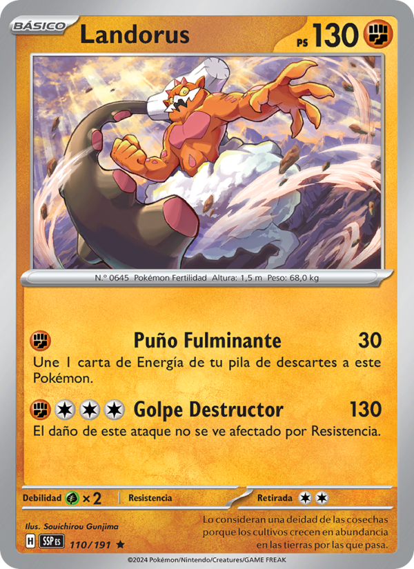 Landorus 110 — Chispas Fulgurantes (Spanish Pokémon TCG card)