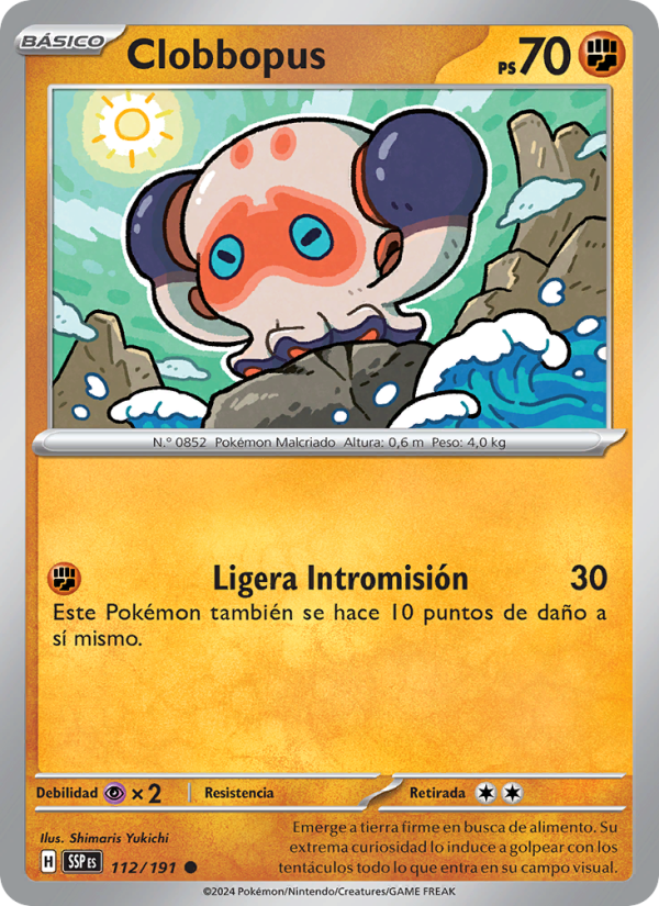 Clobbopus 112 — Chispas Fulgurantes (Spanish Pokémon TCG card)