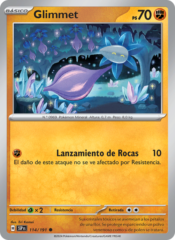 Glimmet 114 — Chispas Fulgurantes (Spanish Pokémon TCG card)