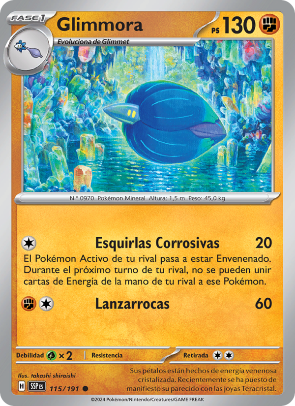Glimmora 115 — Chispas Fulgurantes (Spanish Pokémon TCG card)