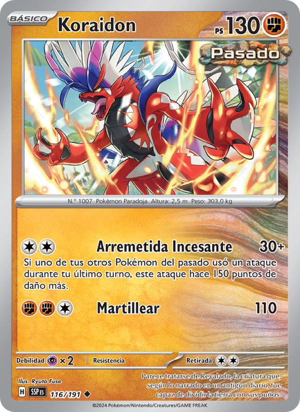 Koraidon 116 — Chispas Fulgurantes (Spanish Pokémon TCG card)