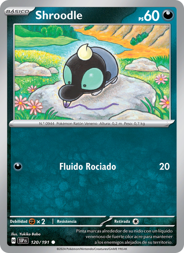 Shroodle 120 — Chispas Fulgurantes (Spanish Pokémon TCG card)
