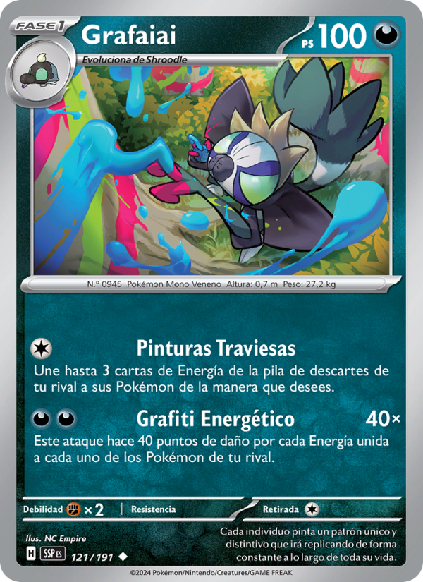 Grafaiai 121 — Chispas Fulgurantes (Spanish Pokémon TCG card)