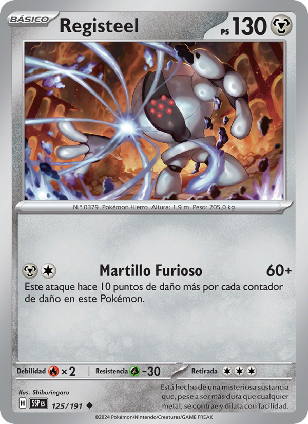 Registeel 125 — Chispas Fulgurantes (Spanish Pokémon TCG card)