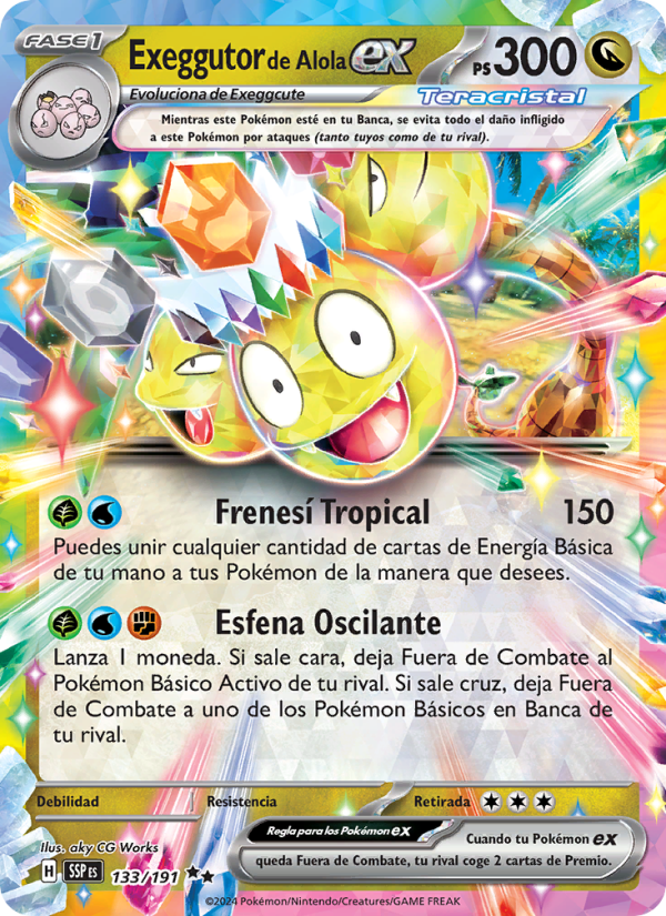 Exeggutor de Alola ex 133 — Chispas Fulgurantes (Spanish Pokémon TCG card)