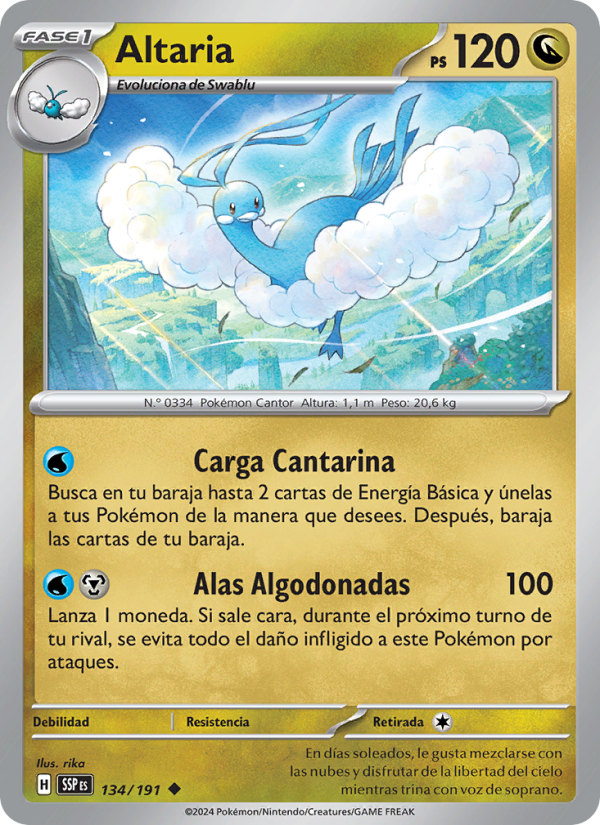 Altaria 134 — Chispas Fulgurantes (Spanish Pokémon TCG card)