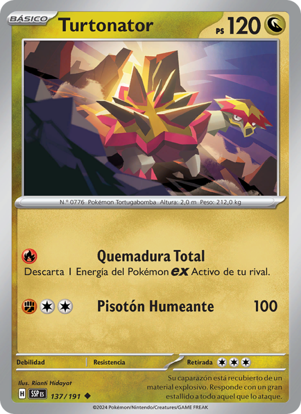 Turtonator 137 — Chispas Fulgurantes (Spanish Pokémon TCG card)