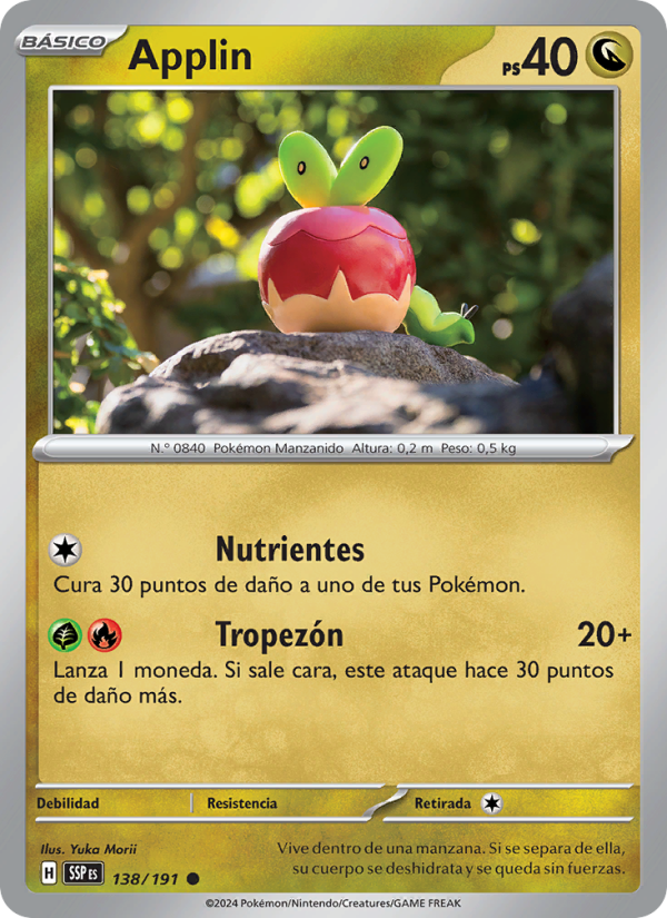 Applin 138 — Chispas Fulgurantes (Spanish Pokémon TCG card)