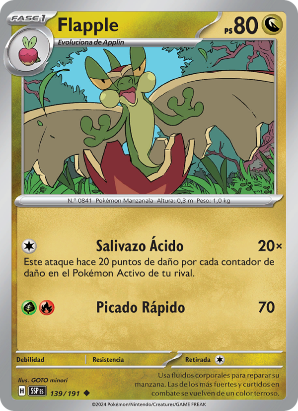 Flapple 139 — Chispas Fulgurantes (Spanish Pokémon TCG card)