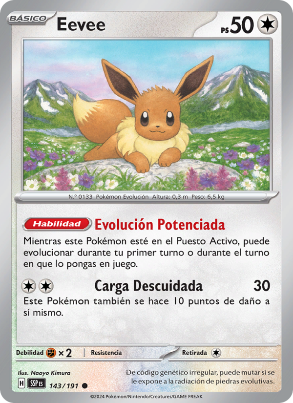 Eevee 143 — Chispas Fulgurantes (Spanish Pokémon TCG card)