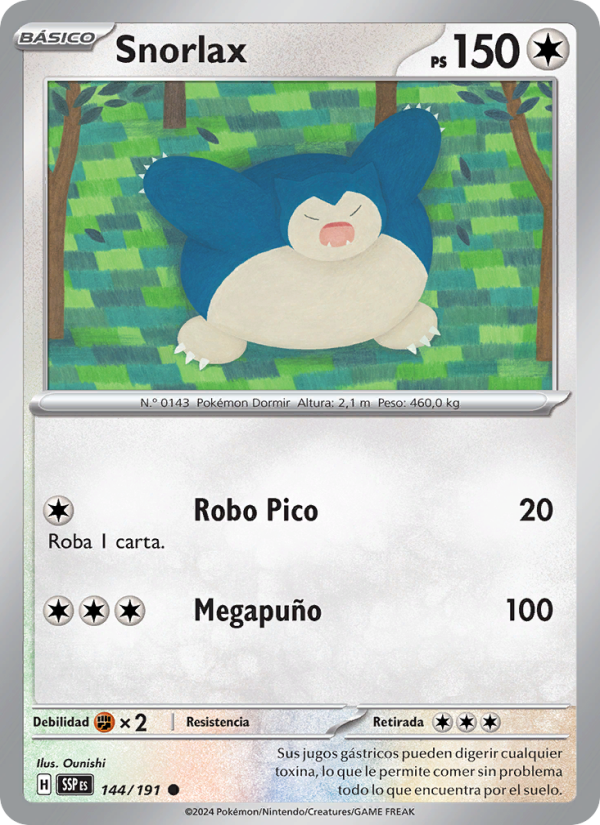 Snorlax 144 — Chispas Fulgurantes (Spanish Pokémon TCG card)