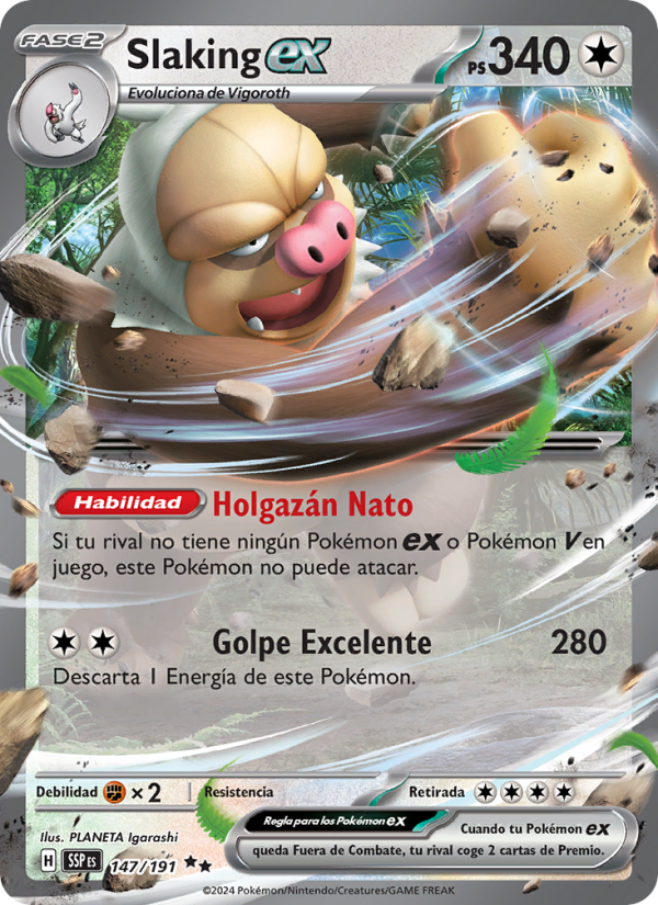 Slaking ex 147 — Chispas Fulgurantes (Spanish Pokémon TCG card)