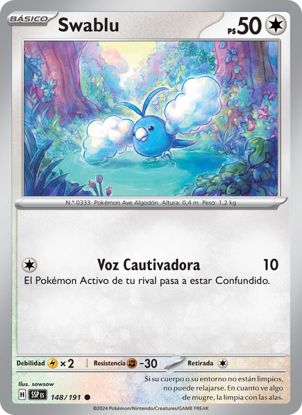 Swablu 148 — Chispas Fulgurantes (Spanish Pokémon TCG card)