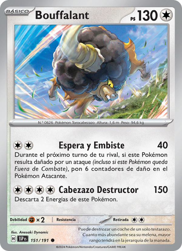 Bouffalant 151 — Chispas Fulgurantes (Spanish Pokémon TCG card)