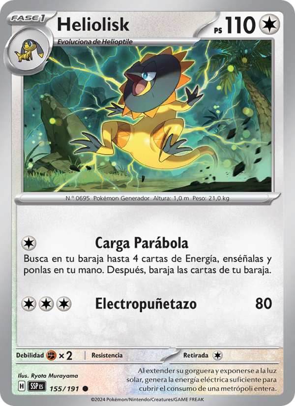 Heliolisk 155 — Chispas Fulgurantes (Spanish Pokémon TCG card)