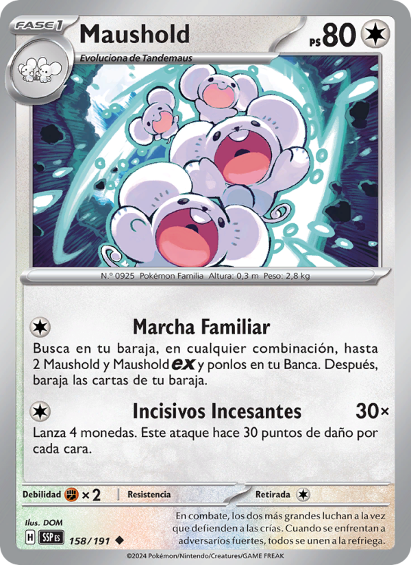 Maushold 158 — Chispas Fulgurantes (Spanish Pokémon TCG card)