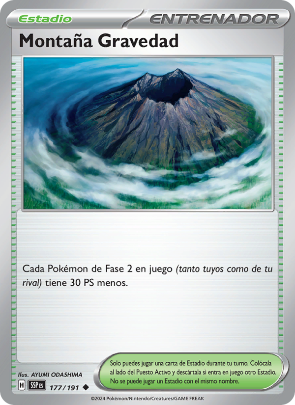 Montaña Gravedad 177 — Chispas Fulgurantes (Spanish Pokémon TCG card)