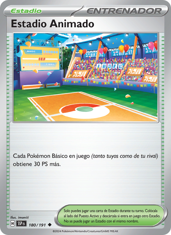 Estadio Animado 180 — Chispas Fulgurantes (Spanish Pokémon TCG card)