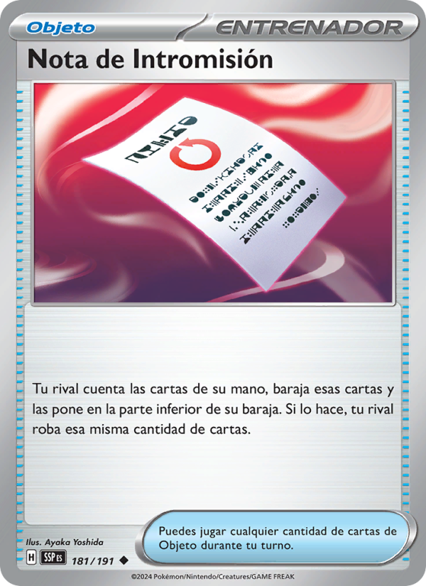 Nota de Intromisión 181 — Chispas Fulgurantes (Spanish Pokémon TCG card)