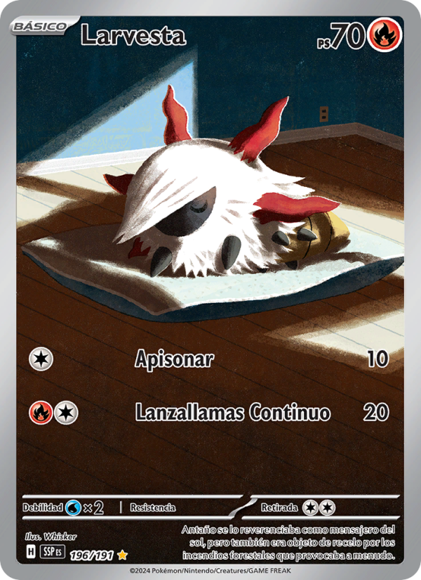 Larvesta 196 — Chispas Fulgurantes (Spanish Pokémon TCG card)