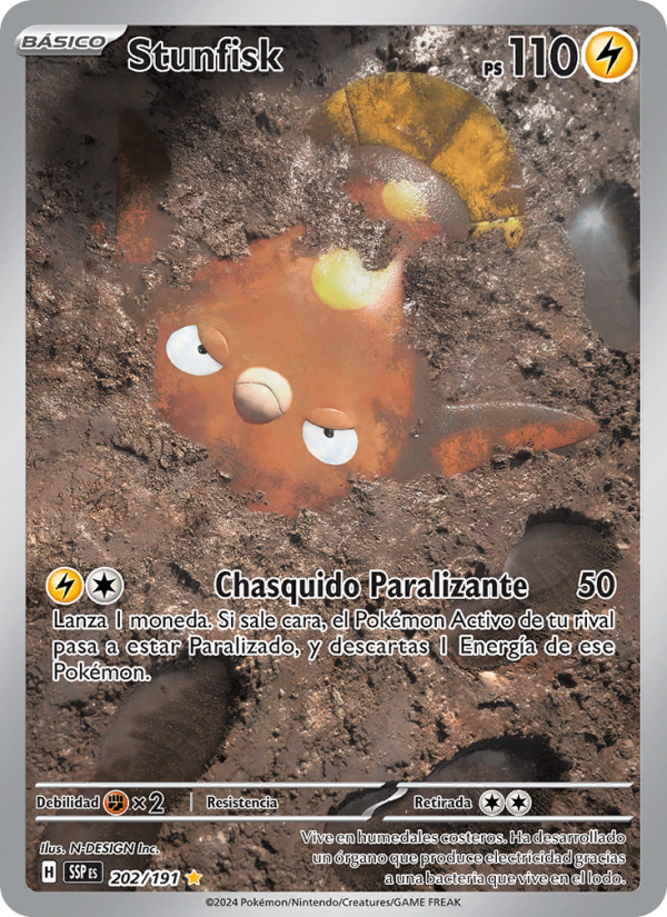Stunfisk 202 — Chispas Fulgurantes (Spanish Pokémon TCG card)