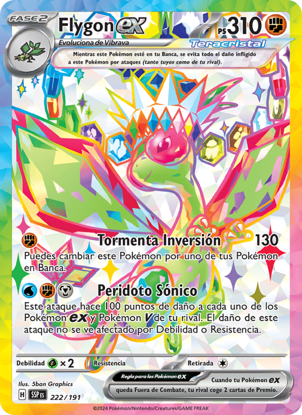 Flygon ex 222 — Chispas Fulgurantes (Spanish Pokémon TCG card)
