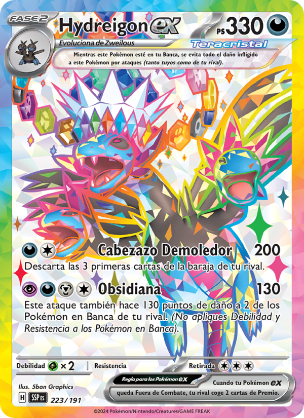 Hydreigon ex 223 — Chispas Fulgurantes (Spanish Pokémon TCG card)